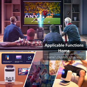 Unitedtime  Android Projector Portable Wall Mount with WiFi and Bluetooth Native 1080p Support 4K 12000 Lumens with 180°Adjustable Stand, for Home Theater Support HDMI, USB, PC, TV Box, iOS & Android Phone