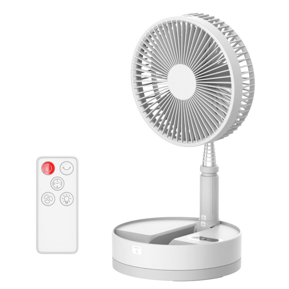 Desk and table fan, Battery Powered Pedestal Fan,Foldable and Adjustable Height Air Circulator flool Fan for Outdoor, Courtyard, Beach, Tent, Travel, Room, Kitchen,4 Speeds, with Timer night light Remote(UT10)