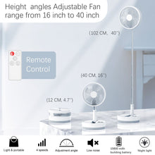 Load image into Gallery viewer, Desk and table fan, Battery Powered Pedestal Fan,Foldable and Adjustable Height Air Circulator flool Fan for Outdoor, Courtyard, Beach, Tent, Travel, Room, Kitchen,4 Speeds, with Timer night light Remote(UT10)