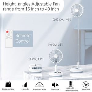 Desk and table fan, Battery Powered Pedestal Fan,Foldable and Adjustable Height Air Circulator flool Fan for Outdoor, Courtyard, Beach, Tent, Travel, Room, Kitchen,4 Speeds, with Timer night light Remote(UT10)