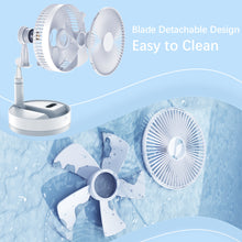 Load image into Gallery viewer, Desk and table fan, Battery Powered Pedestal Fan,Foldable and Adjustable Height Air Circulator flool Fan for Outdoor, Courtyard, Beach, Tent, Travel, Room, Kitchen,4 Speeds, with Timer night light Remote(UT10)