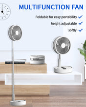 Load image into Gallery viewer, Oscillating Fan Foldaway with Remote Control, 7200mAh Rechargeable Battery Powered Pedestal Fan for Camping, 4 Speed, Timer, Height Adjustment  Portable Table Fan for Travel , Outdoor, Home