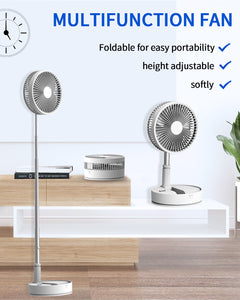 Oscillating Fan Foldaway with Remote Control, 7200mAh Rechargeable Battery Powered Pedestal Fan for Camping, 4 Speed, Timer, Height Adjustment  Portable Table Fan for Travel , Outdoor, Home