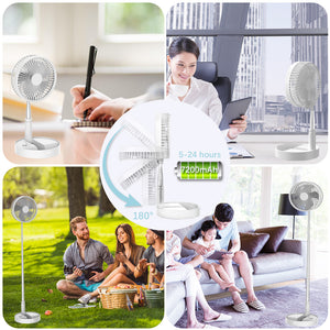 Desk and table fan, Portable Travel  Fans Battery Operated or USB Powered,Adjustable Height from 14.2 inch to 3.3ft as Pedestal stand floor Fan, 4 Speed Settings,(UT09)